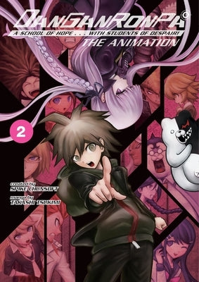 Paperback of Danganronpa: The Animation, Volume 2 manga by Dark Horse Manga featuring colorful cover art and character illustrations.