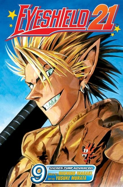 Paperback of Eyeshield 21, Vol. 9 manga by Viz Media featuring dynamic cover art with characters in action.