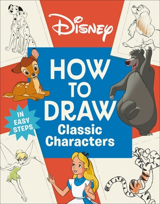 Paperback Disney How to Draw Classic Characters book by DK Publishing, featuring illustrated pages of Disney character drawing tutorials.