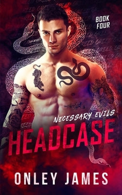 Paperback Headcase by Onley James Books with detailed cover art, featuring bold typography and a textured background.