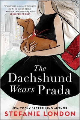 Paperback book titled "The Dachshund Wears Prada: A ROM Com" by Hqn, featuring a colorful cover with a dachshund illustration.