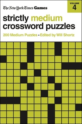 Paperback of New York Times Games Strictly Medium Crossword Puzzles Volume 4 by St. Martin's Griffin, showing a partially completed crossword grid.