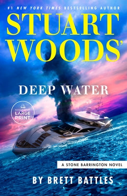 Paperback of Stuart Woods' Deep Water published by Random House Large Print, featuring a cover with ocean scene and title text.