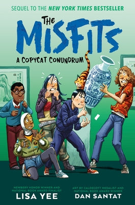 Paperback copy of "A Copycat Conundrum" from The Misfits series by Yearling Books, featuring colorful cover artwork.