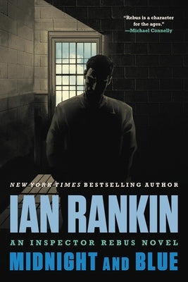 Paperback copy of "Midnight and Blue: An Inspector Rebus Novel" by Mulholland Books, featuring a dark blue cover with title text.