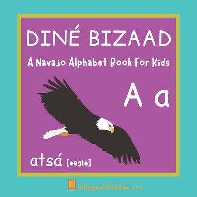 Navajo Alphabet Book for Kids in paperback, featuring colorful pages with Diné Bizaad language learning for toddlers and children.