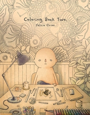 Open paperback coloring book titled Felicia Chiao: Coloring Book Two by Paragon Books, featuring intricate black-and-white illustrations.