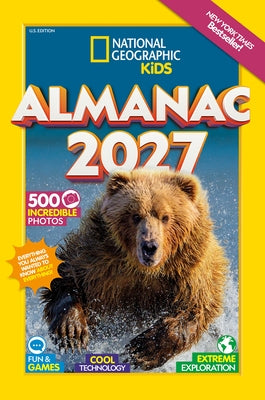 National Geographic Kids Almanac 2027 paperback with colorful cover featuring images of animals and nature scenes.