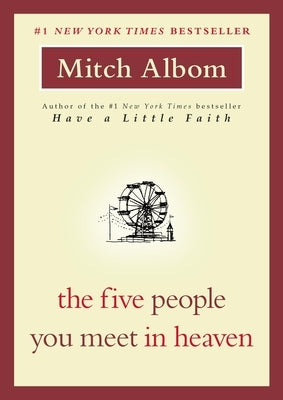 Paperback of The Five People You Meet in Heaven by Grand Central Publishing, showing the book cover with title and author.