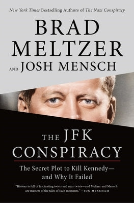 Paperback book titled "The JFK Conspiracy" by Flatiron Books, featuring a cover with images related to Kennedy assassination theories.