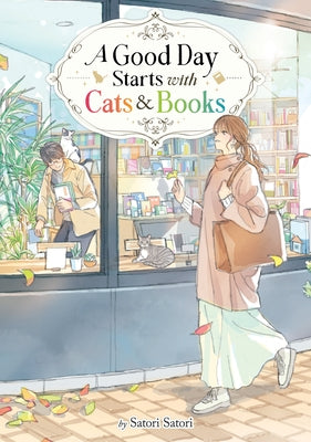 Paperback of "A Good Day Starts with Cats and Books" light novel by Airship, featuring a cozy book and cat on the cover.