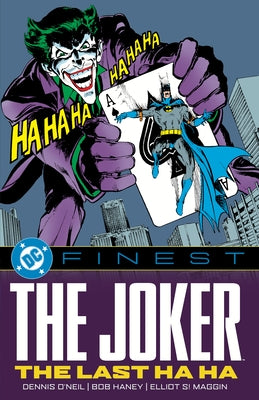 Paperback DC Comics "The Joker: The Last Ha Ha" comic book featuring Joker's sinister face and colorful cover art.