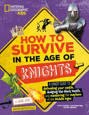 Paperback book titled "How to Survive in the Age of Knights" by National Geographic Kids, featuring medieval castle and knight illustrations.