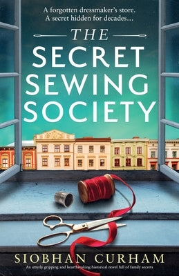 Paperback of The Secret Sewing Society historical novel by Bookouture, featuring a vintage-inspired cover with sewing motifs.