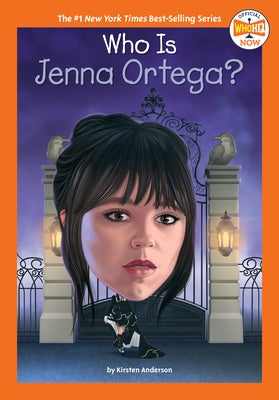 Paperback of "Who Is Jenna Ortega?" by Penguin Workshop featuring the book cover with Jenna Ortega's portrait and title text.