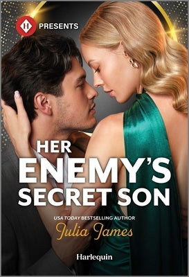 Mass market paperbound of Her Enemy's Secret Son by Harlequin Presents, featuring a romantic novel cover with a passionate scene.