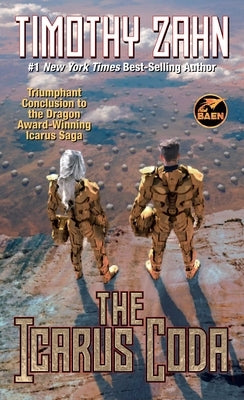 Mass market paperback of The Icarus Coda by Baen, showing the book's cover with vibrant artwork and title text.