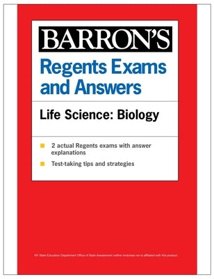 Paperback Barrons Life Science Biology exam prep book with title and cover design, for Regents Exams and Answers.