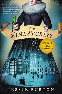 Paperback of The Miniaturist by Ecco Press featuring the book cover with detailed artwork and title text.