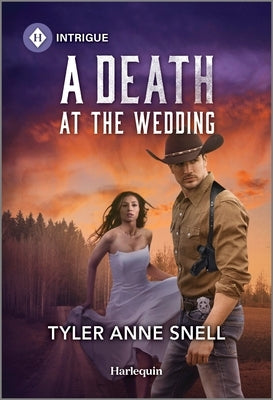 Mass market paperback of "A Death at the Wedding" by Harlequin Intrigue showing the cover with dark, mysterious wedding scene and title text.