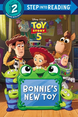 Paperback copy of Bonnie's New Toy from Disney Pixar Toy Story 5 by Random House Disney, featuring colorful cartoon characters.