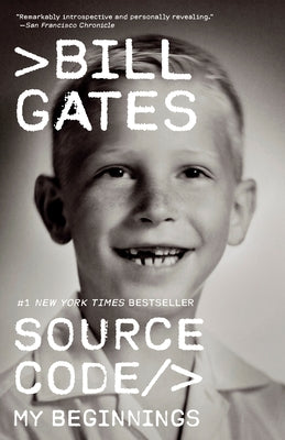 Vintage paperback book titled "Source Code: My Beginnings" with a cover featuring abstract design and text.