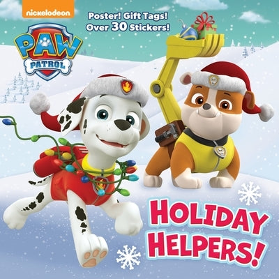 Paperback Holiday Helpers! Paw Patrol holiday book for kids with over 30 stickers, featuring colorful characters and festive scenes.