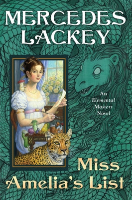 Paperback of Miss Amelia's List by Daw Books, featuring the book cover with colorful illustrations and title text.