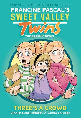 Paperback graphic novel titled "Sweet Valley Twins: Three's a Crowd" by Random House Graphic, featuring colorful illustrated cover art.