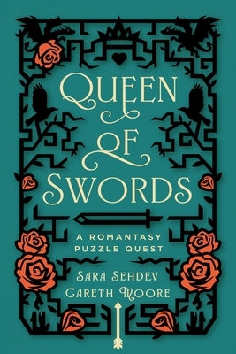 Paperback of Queen of Swords: A Romantasy Puzzle Quest by Puzzlewright Press, featuring a colorful book cover illustration.