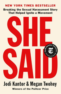 Paperback copy of "She Said" by Penguin Publishing Group, showing the book cover with title and author text.