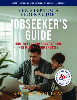 Paperback Jobseeker's Guide 10th Edition by Resume Place, showing the cover with title and author for military and spouse federal job seekers.