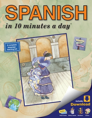 Spanish language course paperback by Bilingual Books with workbook, flash cards, labels, menu guide, and software components.