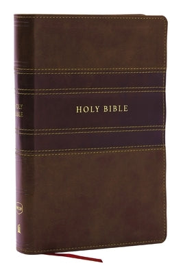 Thomas Nelson NKJV Personal Size Large Print Bible in brown Leathersoft with red letter text and comfort print, showing the cover and spine.