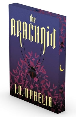 Paperback copy of The Arachnid by Simon Maverick with cover art featuring a dark, arachnid-themed illustration.