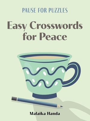 Paperback "Pause for Puzzles" easy crossword book by Puzzlewright Press featuring a cover with colorful puzzle illustrations.