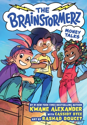 Paperback graphic novel "Money Talks" by The Brainstormerz, published by Little, Brown Ink, featuring colorful cover art.