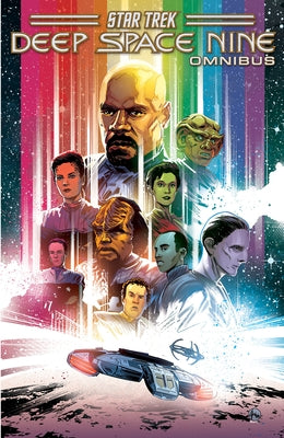 Paperback Star Trek: Deep Space Nine Omnibus by IDW Publishing showing the book cover with space-themed artwork