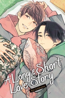 Paperback manga titled "A Long & Short Love Story" by Yen Press, featuring colorful cover art with romantic illustrations.