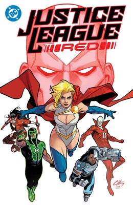 Justice League Red paperback book by DC Comics featuring colorful cover art with superheroes in action.