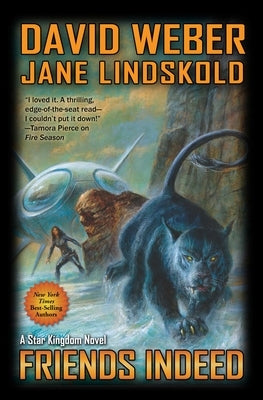 Cover image of "Friends Indeed" mass market paperbound novel by Baen, featuring a colorful, space-themed illustration.