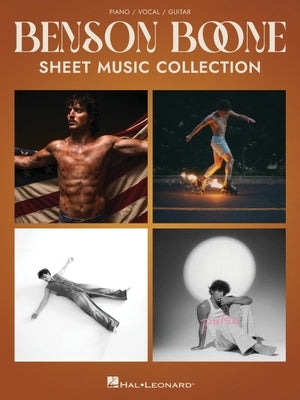 Paperback Benson Boone sheet music collection by Hal Leonard Publishing Corporation, featuring song pages and musical notes.
