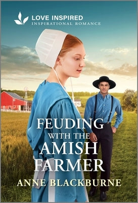 Mass market paperback of "Feuding with the Amish Farmer" by Love Inspired, featuring a romantic novel cover image.
