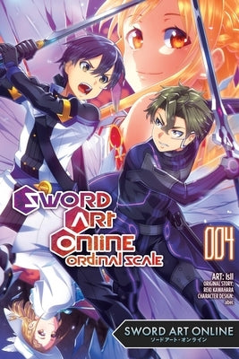 Paperback manga Sword Art Online Ordinal Scale Vol. 4 by Yen Press, featuring cover art with characters from the series.