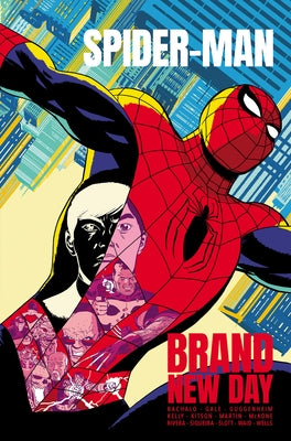 Marvel Universe Spider-Man: Brand New Day paperback book featuring Spider-Man in action with colorful comic cover art.