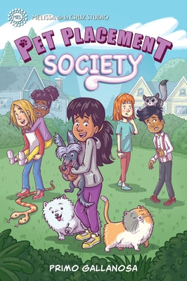 Paperback book titled Pet Placement Society by Melissa de la Cruz Studio, featuring a cover with artwork and title text.