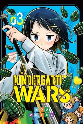 Paperback of Kindergarten Wars, Vol. 3 by Yen Press showing colorful manga cover with characters and title artwork.