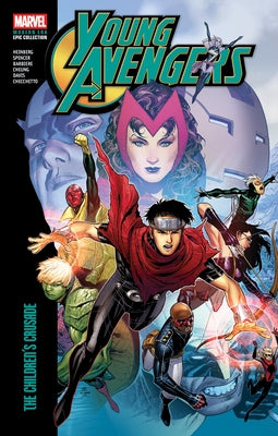 Marvel Universe Young Avengers Modern Era Epic Collection paperback featuring colorful comic book cover with Young Avengers characters.