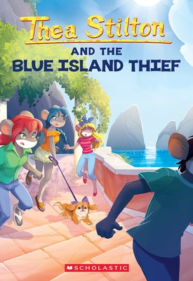 Paperback of The Blue Island Thief by Thea Stilton, part of Scholastic Paperbacks series, featuring colorful cover art with characters.