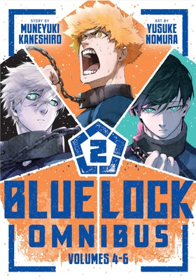 Blue Lock Omnibus 2 paperback by Kodansha Comics, featuring colorful cover art with dynamic character illustrations.